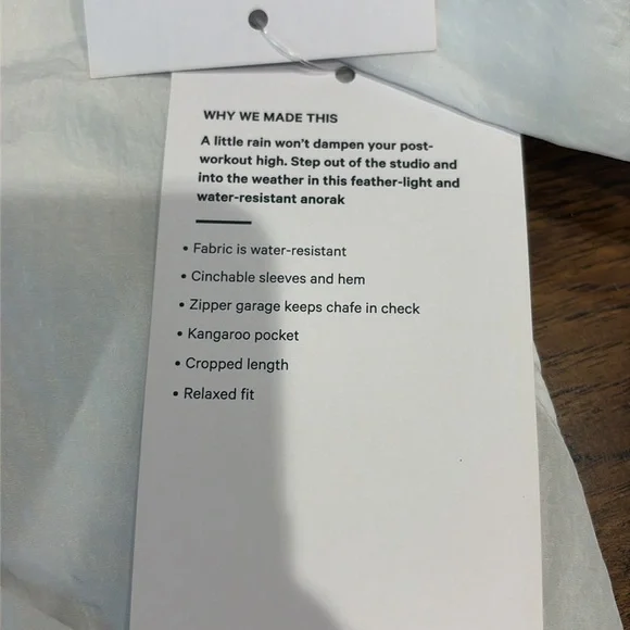 BNWT LULULEMON white cropped SCUBA anorak jacket Women’s Size 4 - Picture 3 of 10